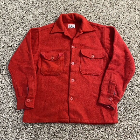 VTG Chill Chaser By Blue Top Wool Jacket Button Down Solid Red Plaid Men’s M/L - Picture 1 of 9